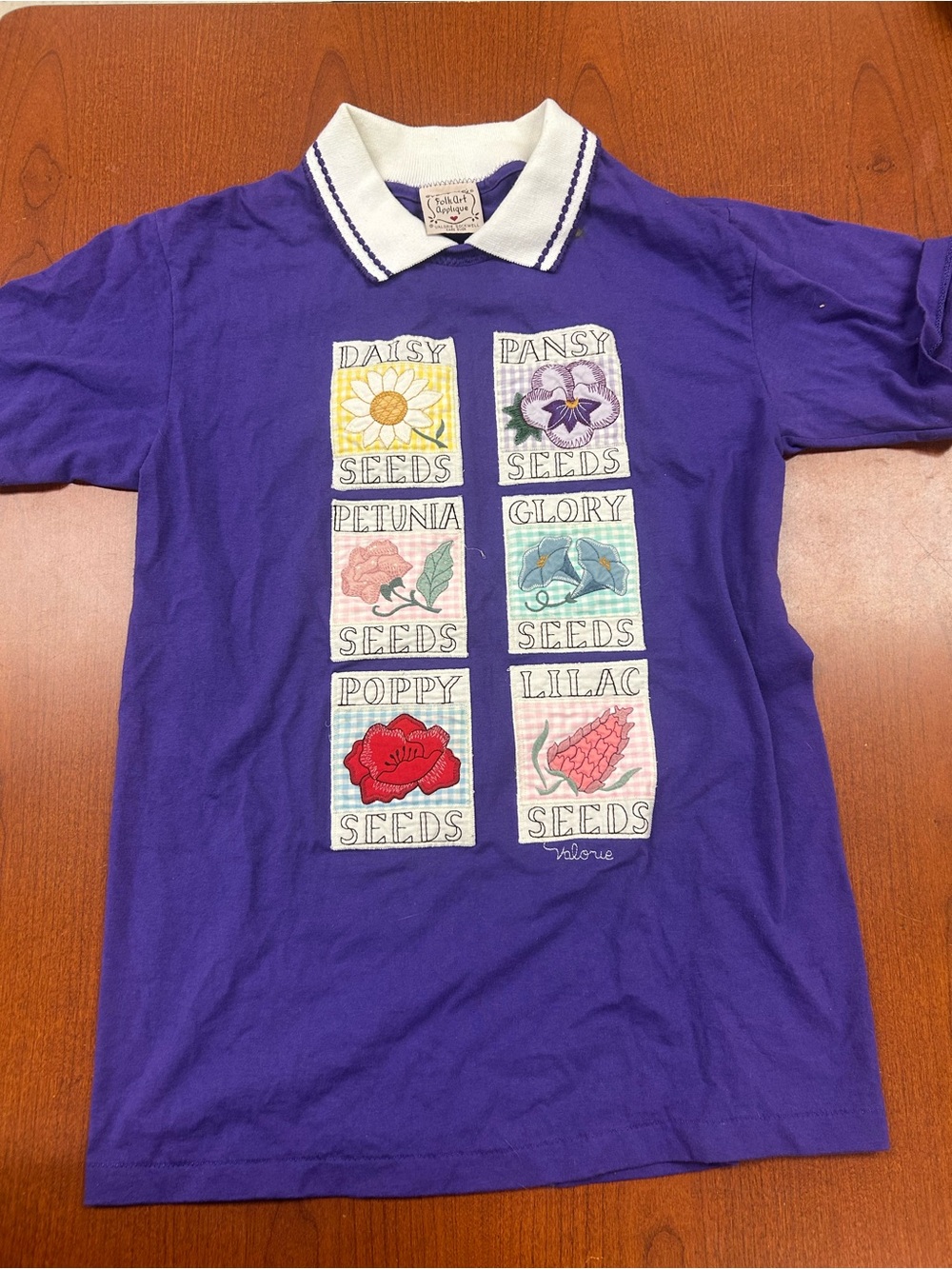 Purple Floral Seed Packet Graphic Polo Tee